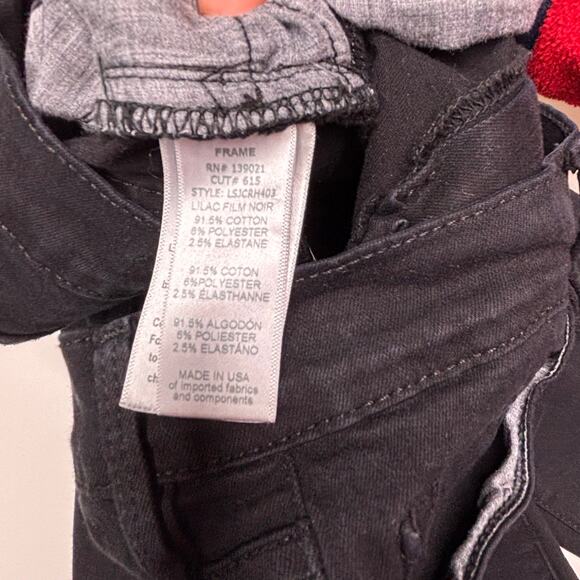 Frame Le Skinny De Jeanne Crop Black Jean Released Hem Frayed Jeans 25 - Picture 6 of 12